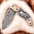 Custom Handmade Damascus Pocket Knife – Epoxy Resin Handle