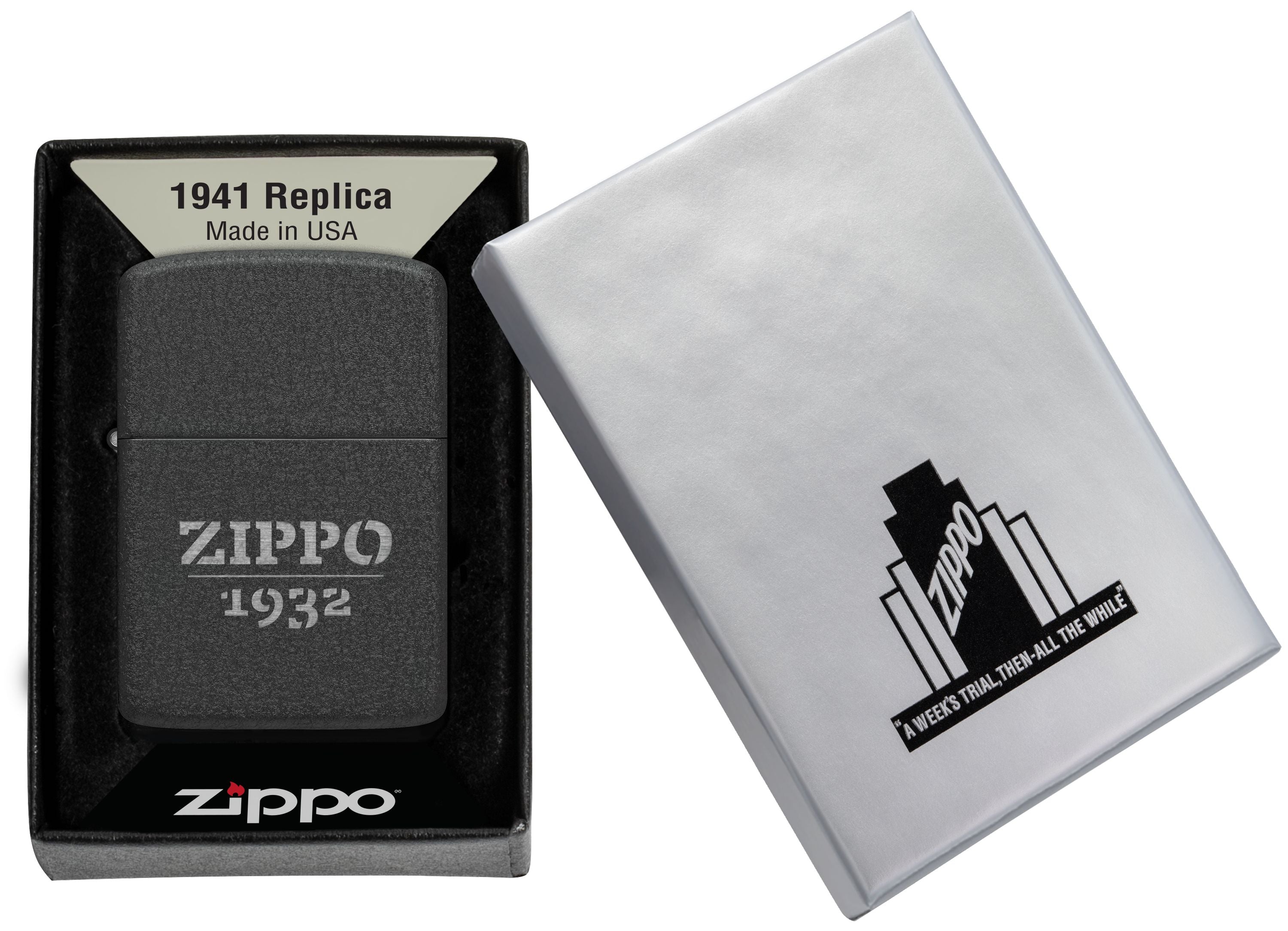 Zippo 1932, Black Crackle Lighter #46567