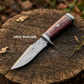 9.5" Damascus Steel Hunting Knife – Crimson Pakkawood