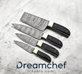 Damascus knife set by Knives Gear Garage featuring a 13-inch handmade chef knife with resin handle and leather sheath.