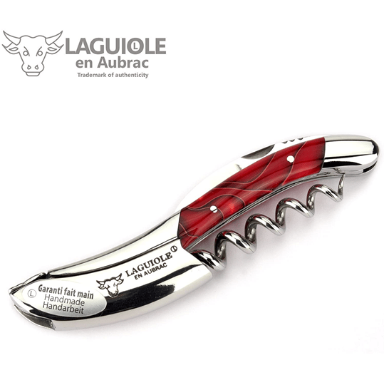 Handcrafted Sommelier Waiter's Corkscrew with Marshmallow Red Handle by Laguiole en Aubrac