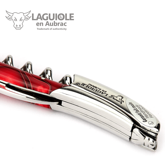 Handcrafted Sommelier Waiter's Corkscrew with Marshmallow Red Handle by Laguiole en Aubrac