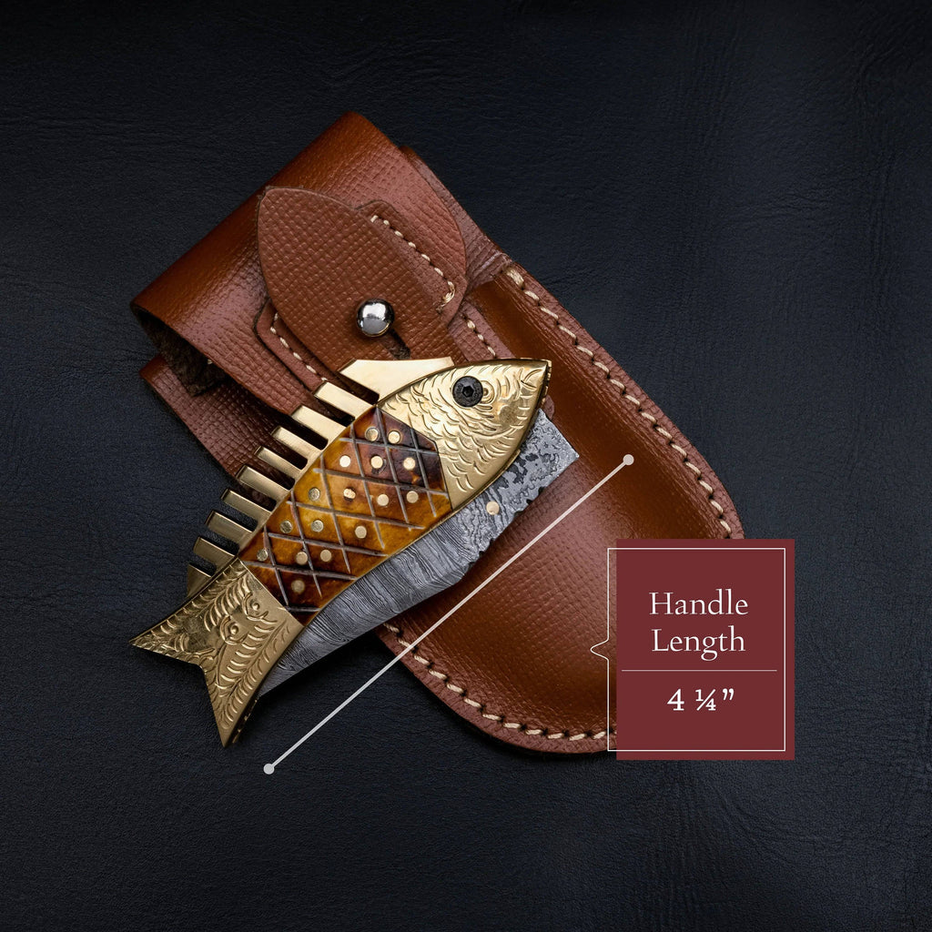 Damascus steel folding pocket knife by CSK Forged, 7-inch blade, compact design, with textured handle and polished blade.