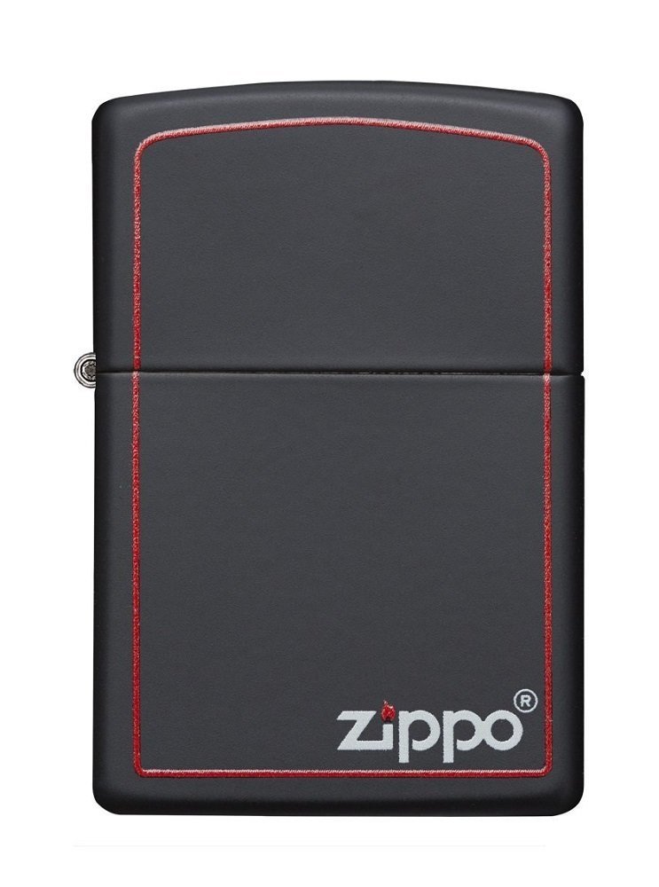 Zippo Red Border, Black Matte Lighter #218ZB