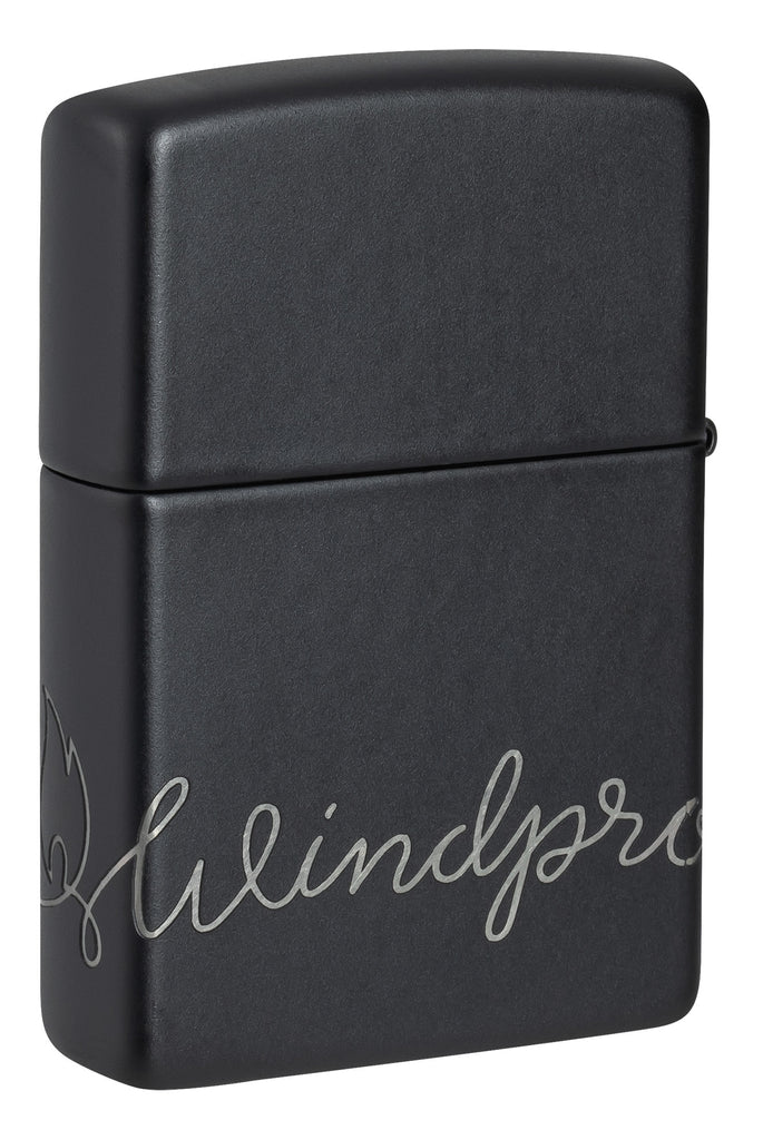 Zippo Script, Black Matte Lighter #48979