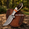 7.5" High-Carbon Rasp Steel Cowboy Knife with Stag Horn Handle