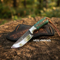 8" High-Carbon Rasp Steel Cowboy Knife with Turquoise Pinecone Handle