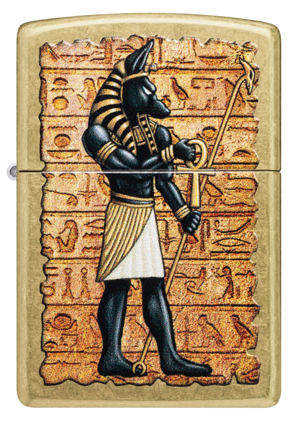 Zippo Egyptian Anubis Hieroglyphics, Street Brass Lighter #47177
