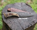 High Carbon Steel Hunting Knife – Fixed Blade Stag Crown Handle