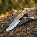 8" Rasp Steel Cowboy Knife – Fixed Blade Pinecone Resin Handle