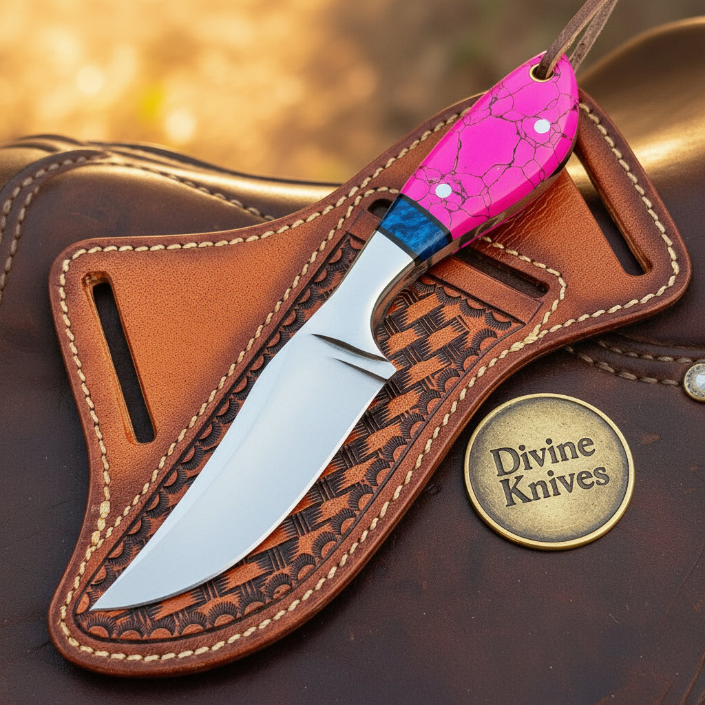 Pink Resin Cowboy Skinner for Hunting and Field Work