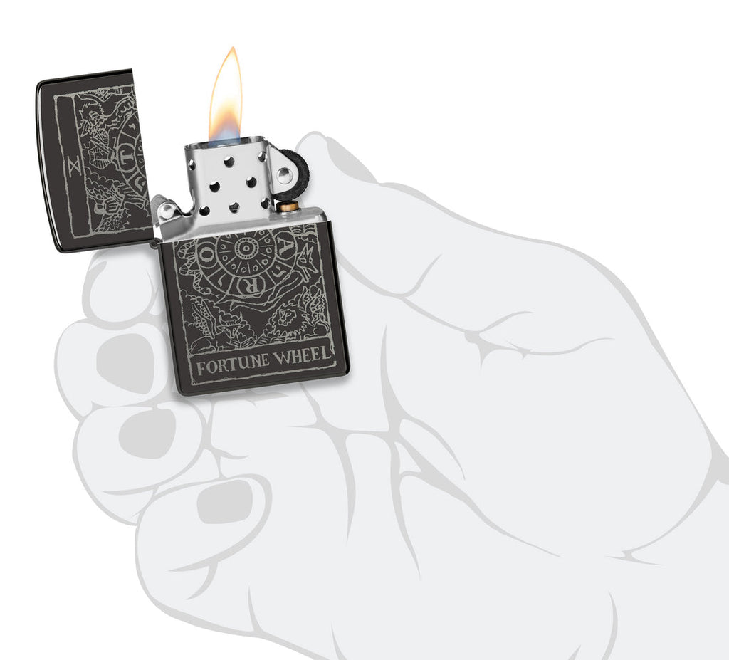 Zippo Wheel of Fortune, High Polish Black Lighter #46138