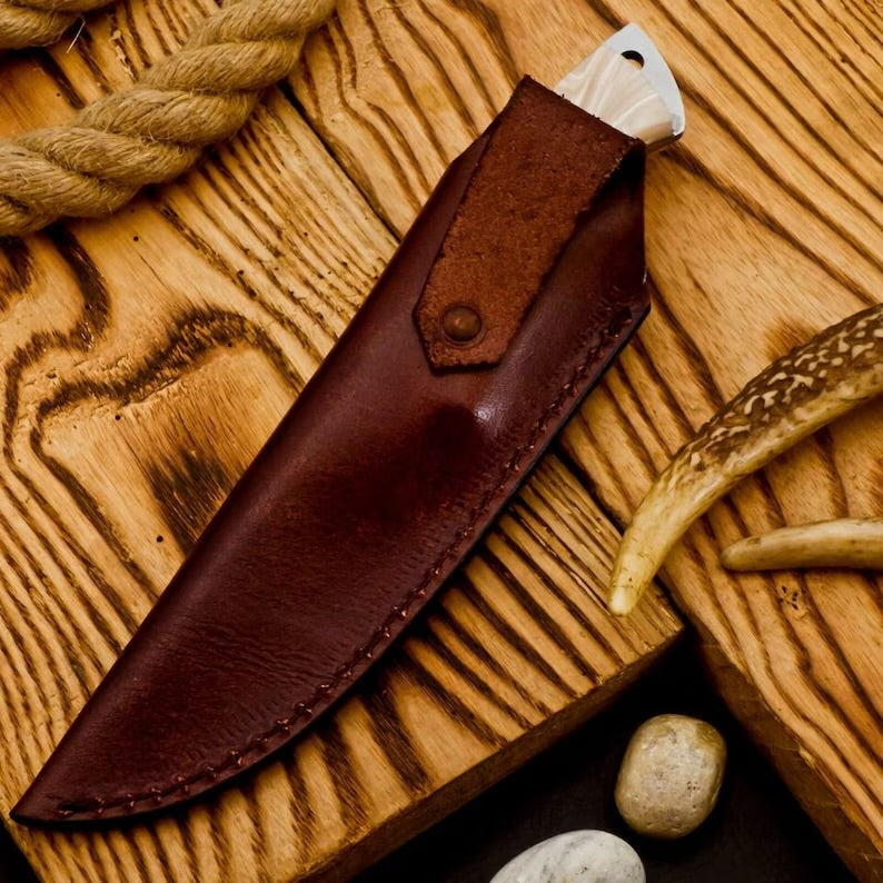 Knives Gear Garage hunting camping knife with a black handle and sharp stainless steel blade, ideal for outdoor survival and camping.