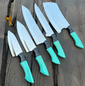 Set of MALIKA KNIVES chef knives with sleek handles and sharp blades, perfect for professional and home cooking.