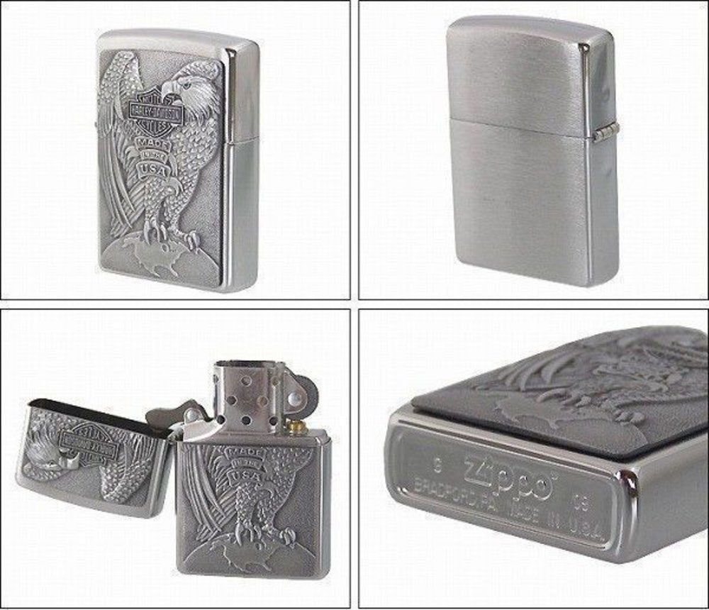 Zippo Harley-Davidson Eagle & Globe Emblem, Brushed Chrome Lighter #200HD.H231