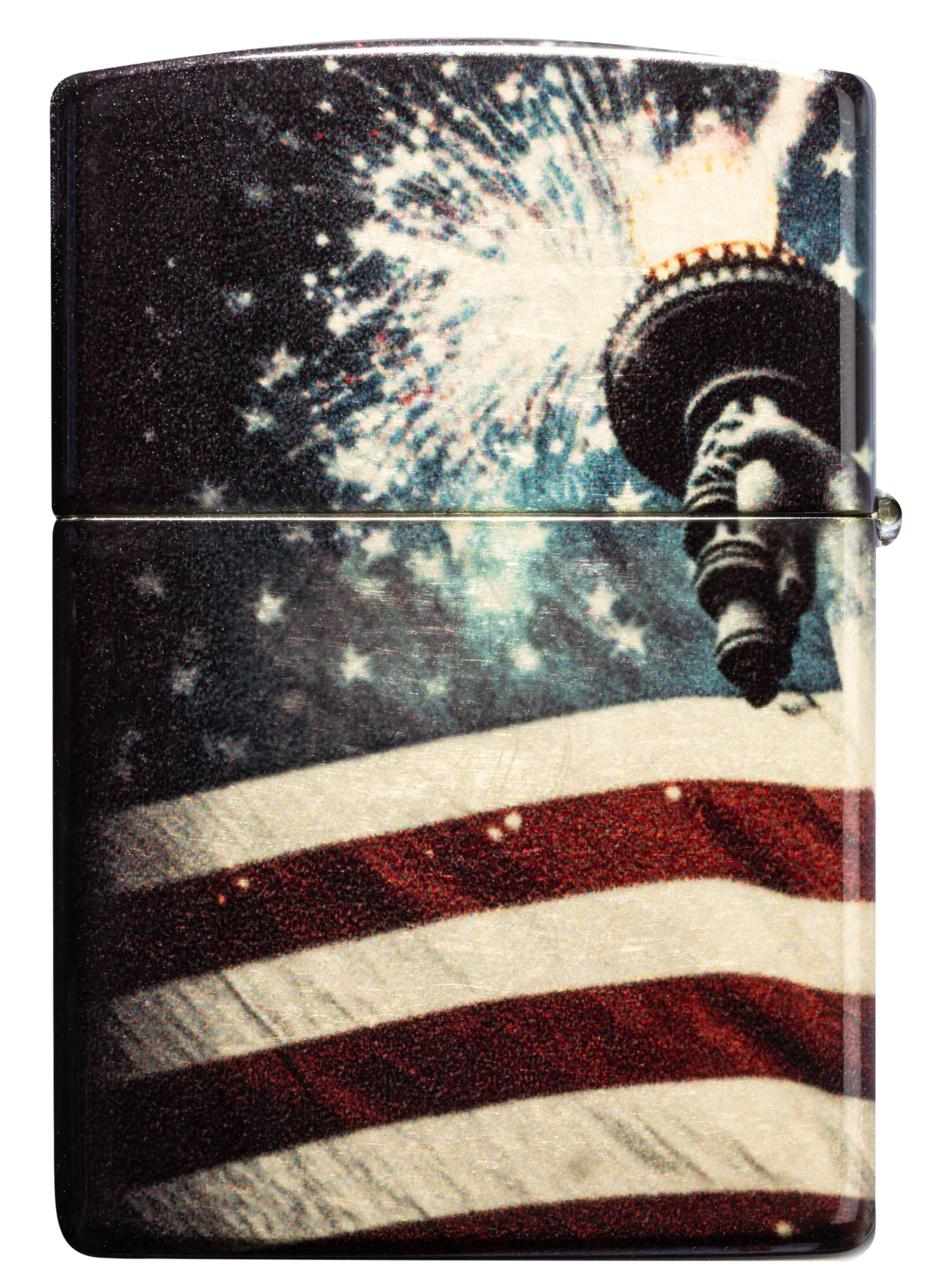 Zippo Statue of Liberty Patriotic 540°, Tumbled Brass Lighter #47186