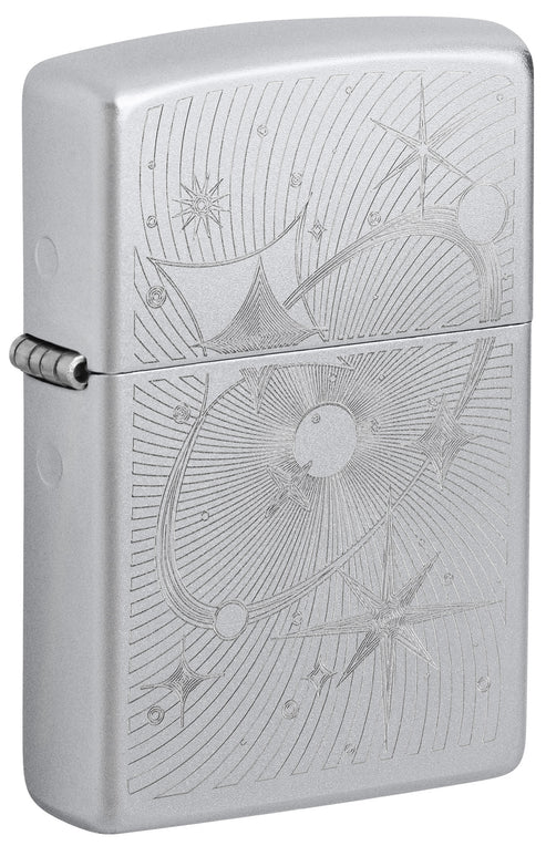 Zippo Atomic Cosmos, Satin Chrome Lighter #46724