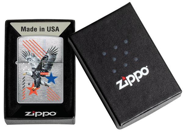 Zippo Abstract Americana, Brushed Chrome Lighter #46820