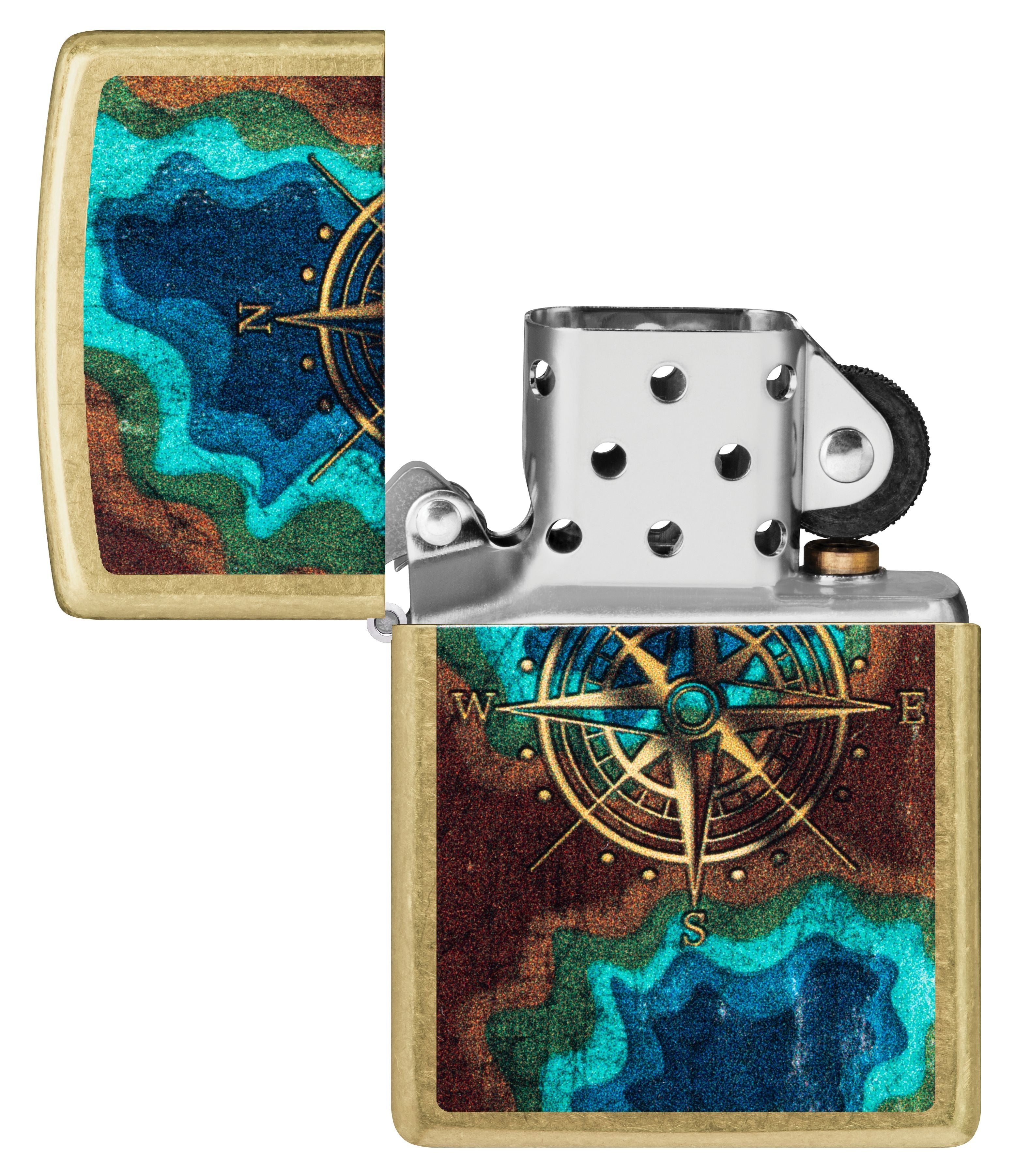 Zippo Compass Rose Map Art, Street Brass Lighter #47190