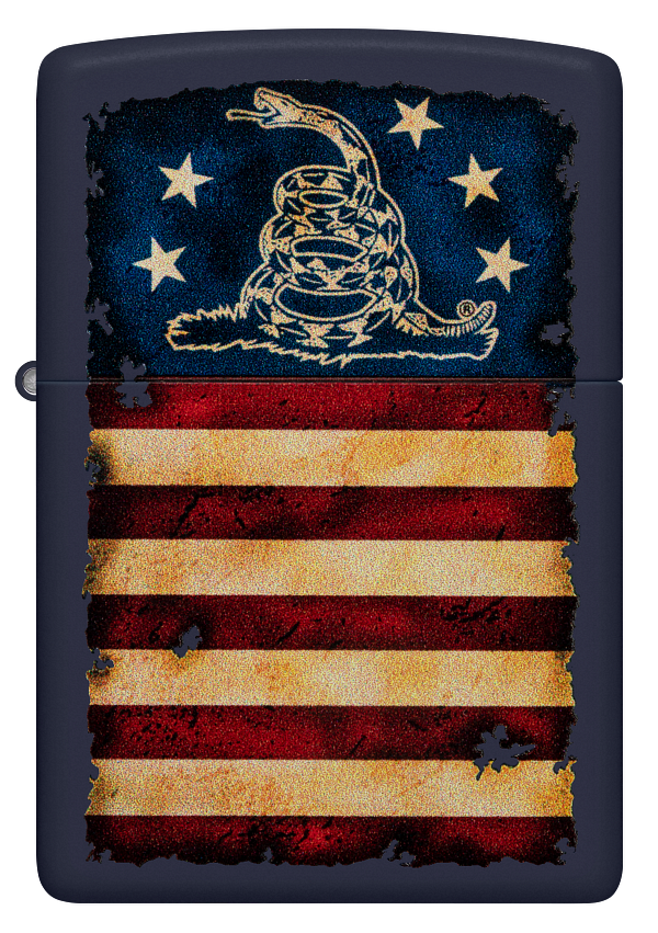 Zippo Don\'t Tread On Me Flag, Navy Matte Lighter #48554