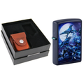 Zippo Raven Dreams Navy Matte & Leather Pouch Gift Set #LPGS-LPLB-46746