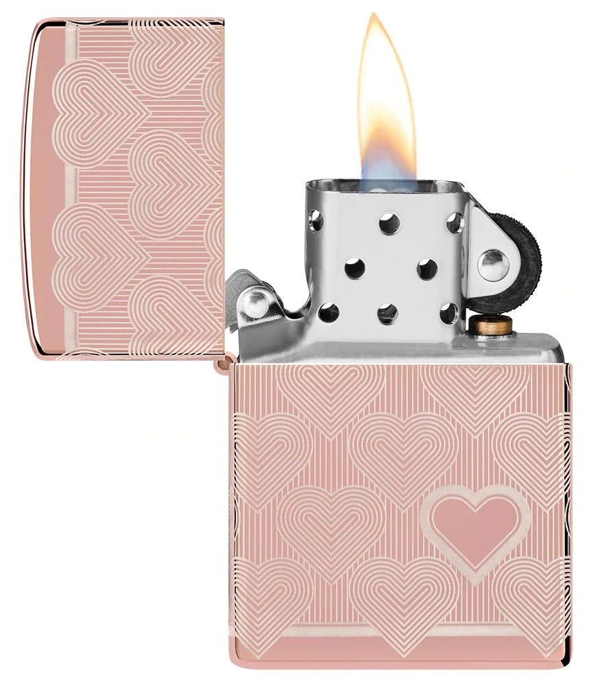 Zippo Heart, High Polish Rose Gold Lighter #49811