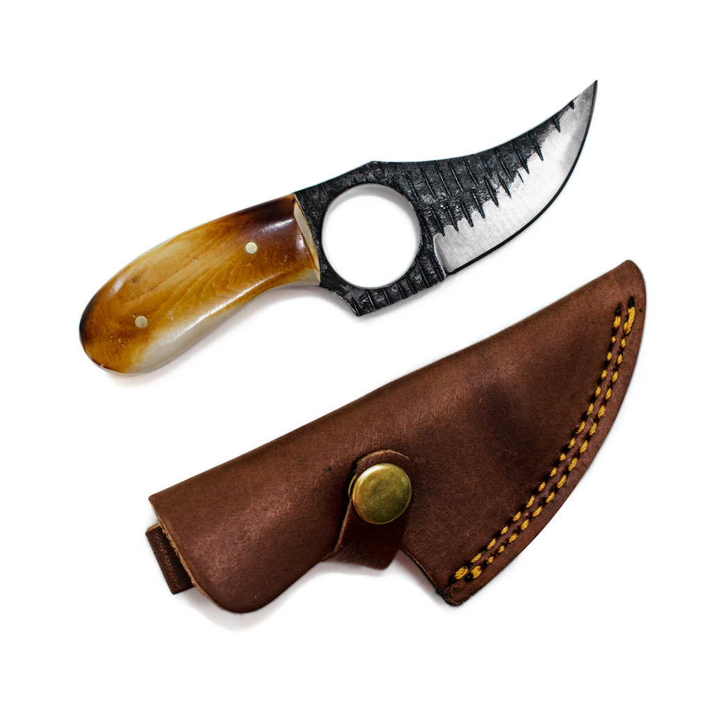 Titan Carbon Steel Utility Knife with Finger Hole Handle