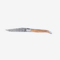 Laguiole en Aubrac Balbach Damascus Double Plated Knife Olive Wood Handle 4.7"