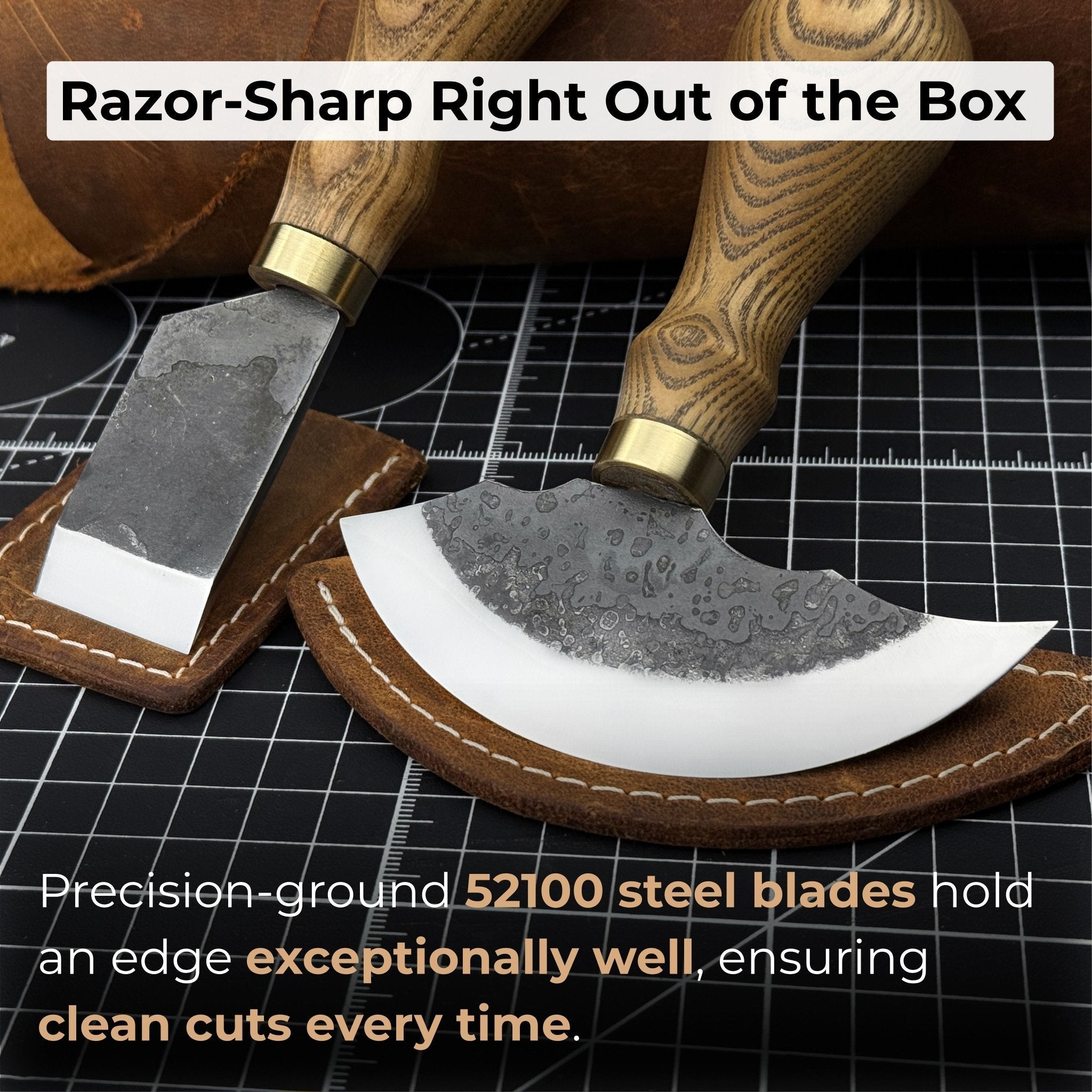 2-Piece Rounded and Straight Leather Knife Set