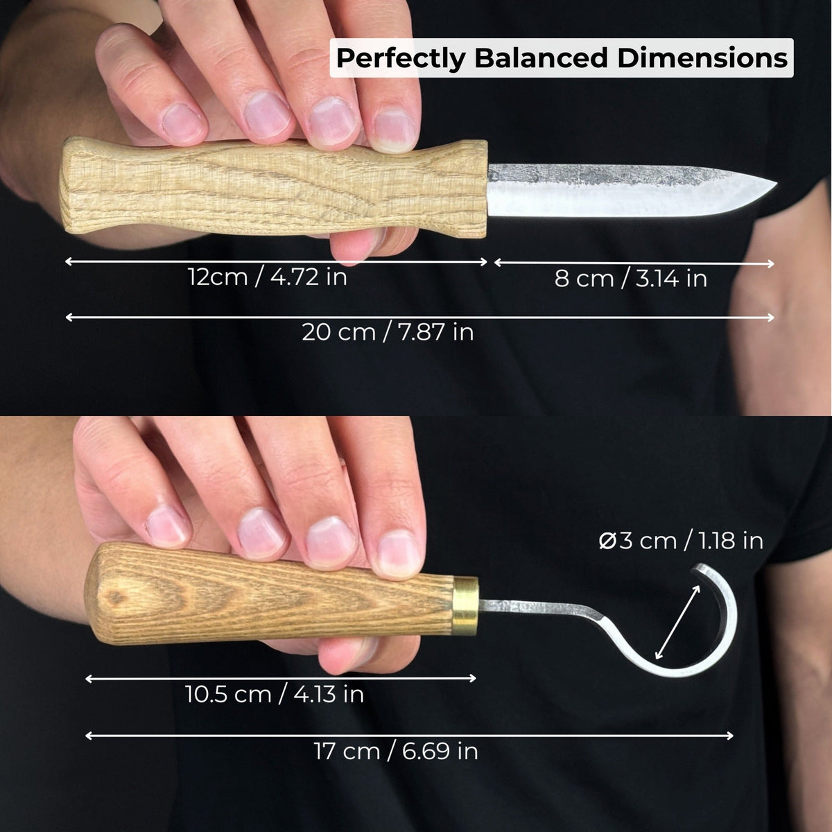 Sharky Forged Steel Tools spoon carving knife and hook tool dimensions | Relic & Reel
