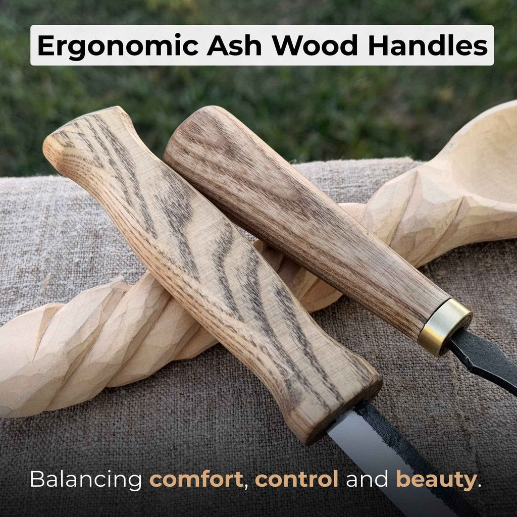 2-Piece Spoon Carving Knife Set with Leather Sheaths