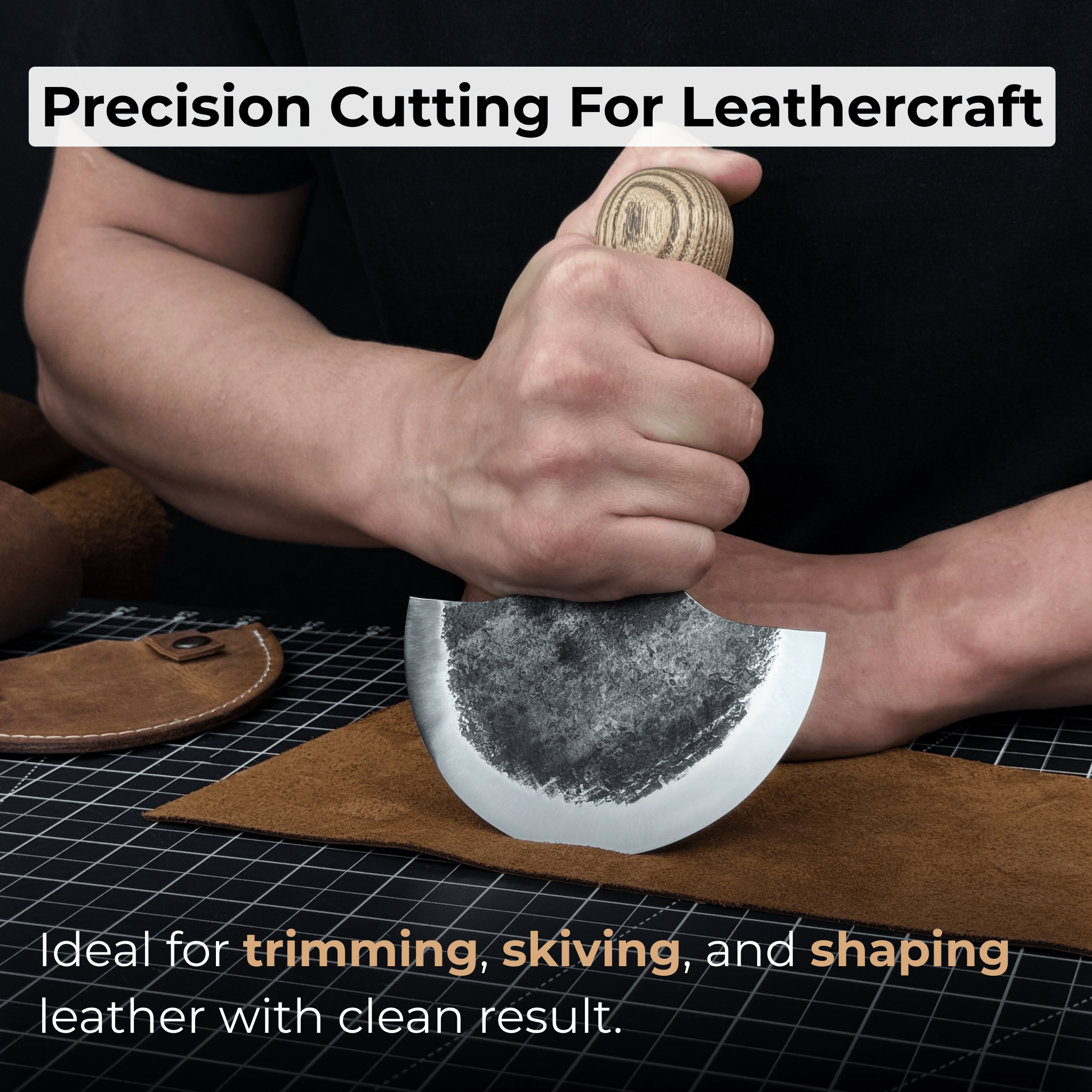 2-Piece Straight and Round (Half Moon) Leather Knife Set