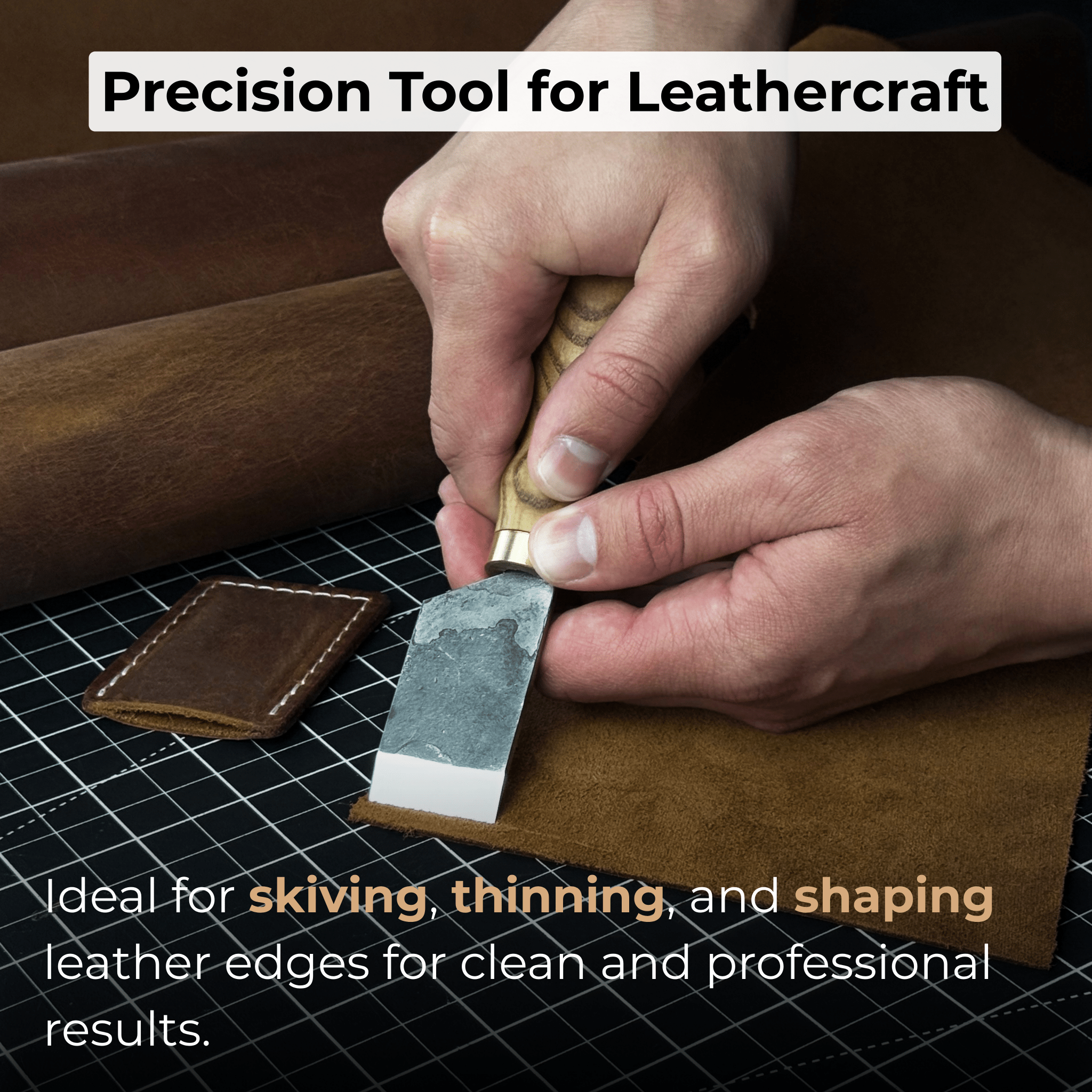 2-Piece Straight and Round (Half Moon) Leather Knife Set