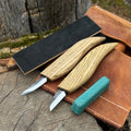 2-Piece Wood Carving Knife Set with Leather Strop and Case
