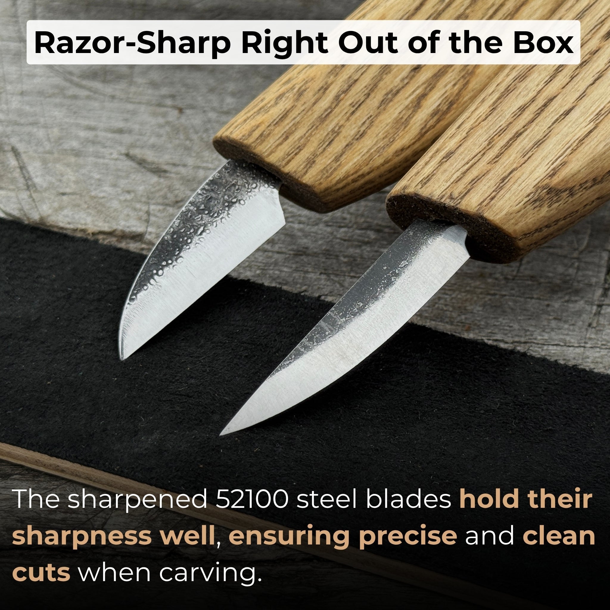 2-Piece Wood Carving Knife Set with Leather Strop and Case