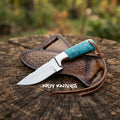 8" J2 Stainless Steel Cowboy Skinner with Turquoise Handle