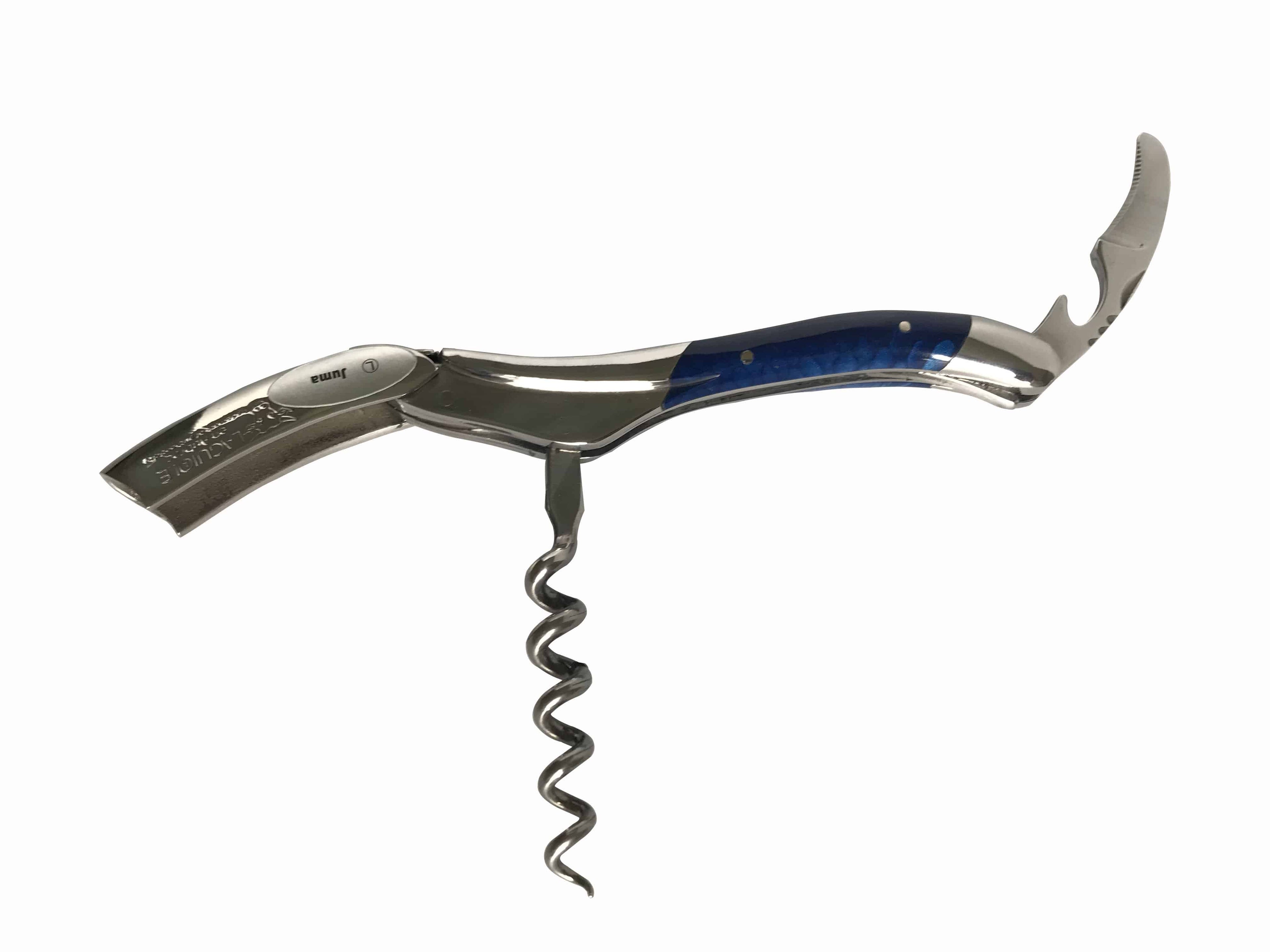 Handcrafted Sommelier Waiter's Corkscrew with Juma Blue Handle by Laguiole en Aubrac