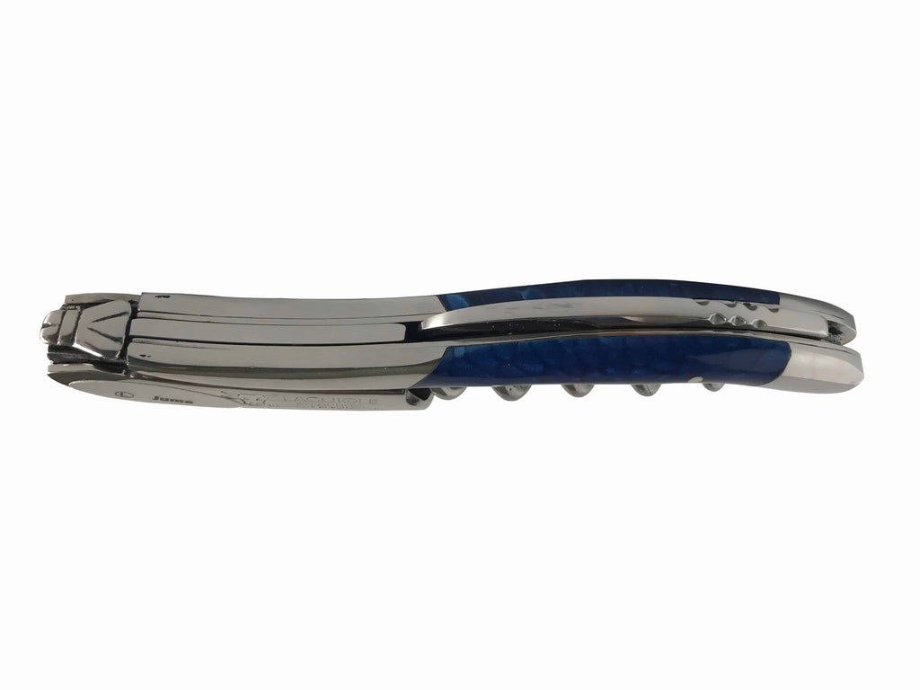 Handcrafted Sommelier Waiter's Corkscrew with Juma Blue Handle by Laguiole en Aubrac