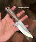 8" High-Carbon Rasp Steel Cowboy Knife with Charcoal Pinecone Handle