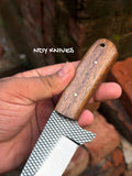 7" High-Carbon Rasp Steel Cowboy Knife with Natural Rosewood Handle