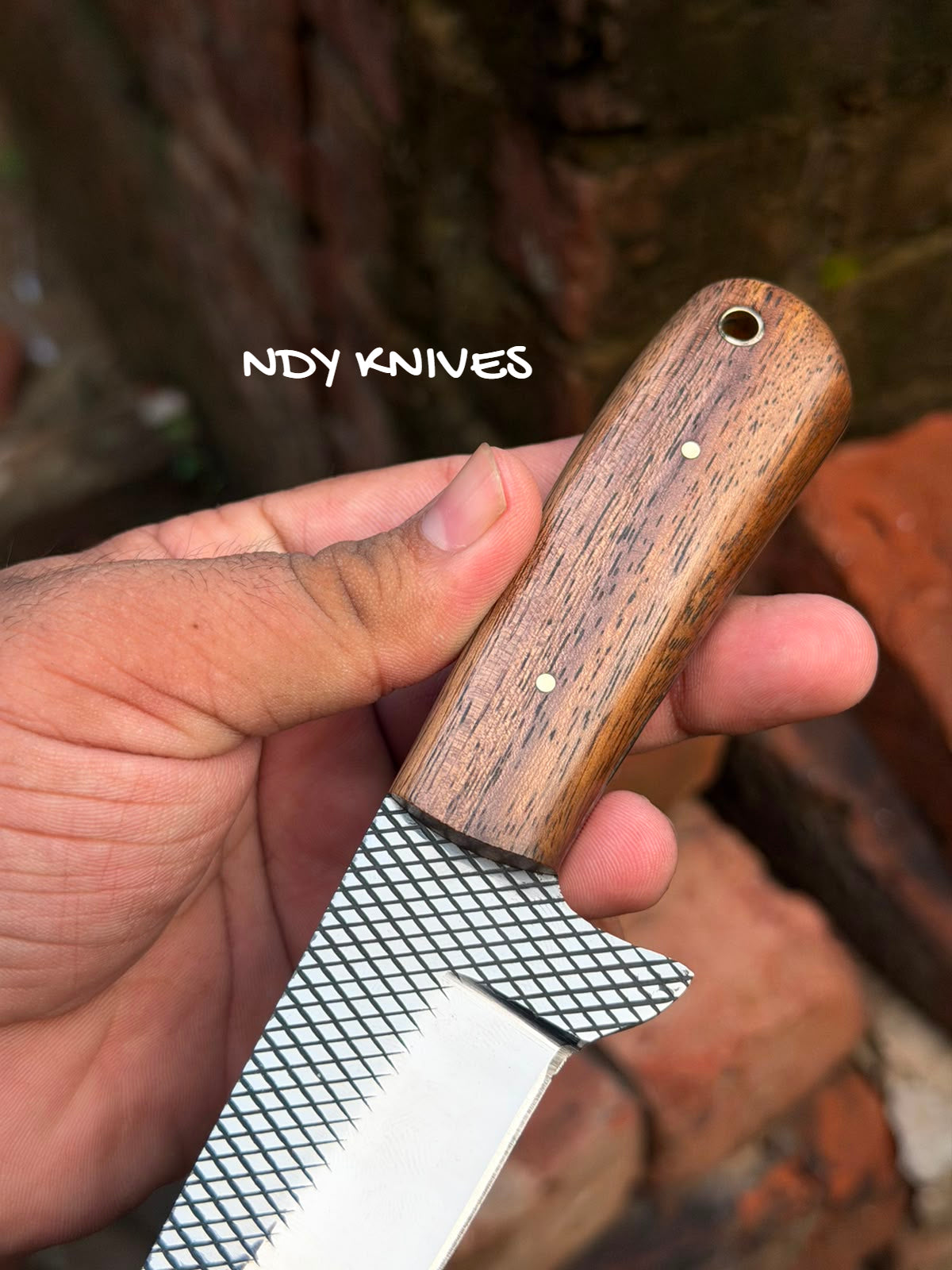 7" High-Carbon Rasp Steel Cowboy Knife with Natural Rosewood Handle