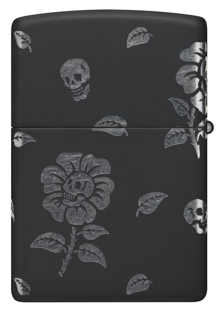 Zippo Flower Skulls 360°, Black Matte Lighter #48931