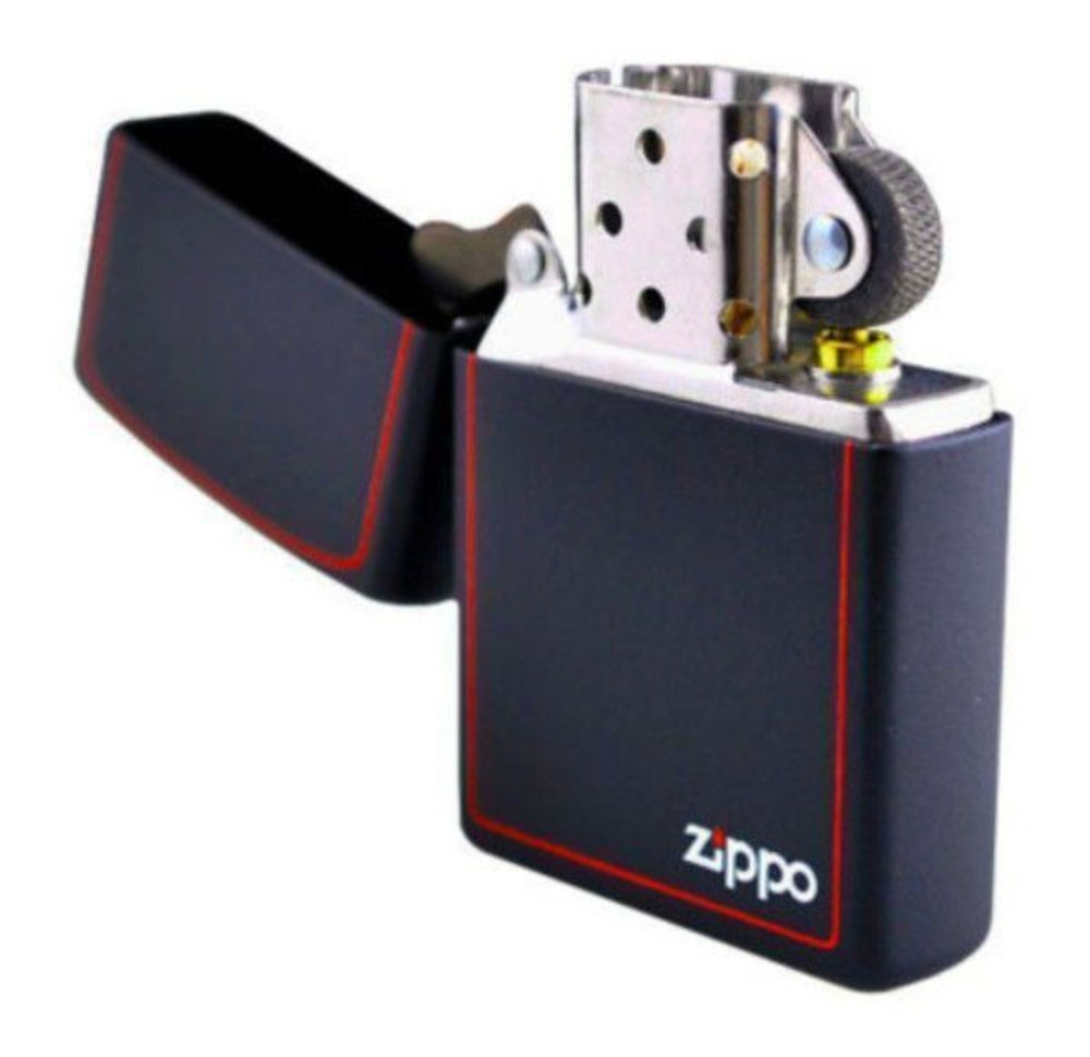 Zippo Red Border, Black Matte Lighter #218ZB