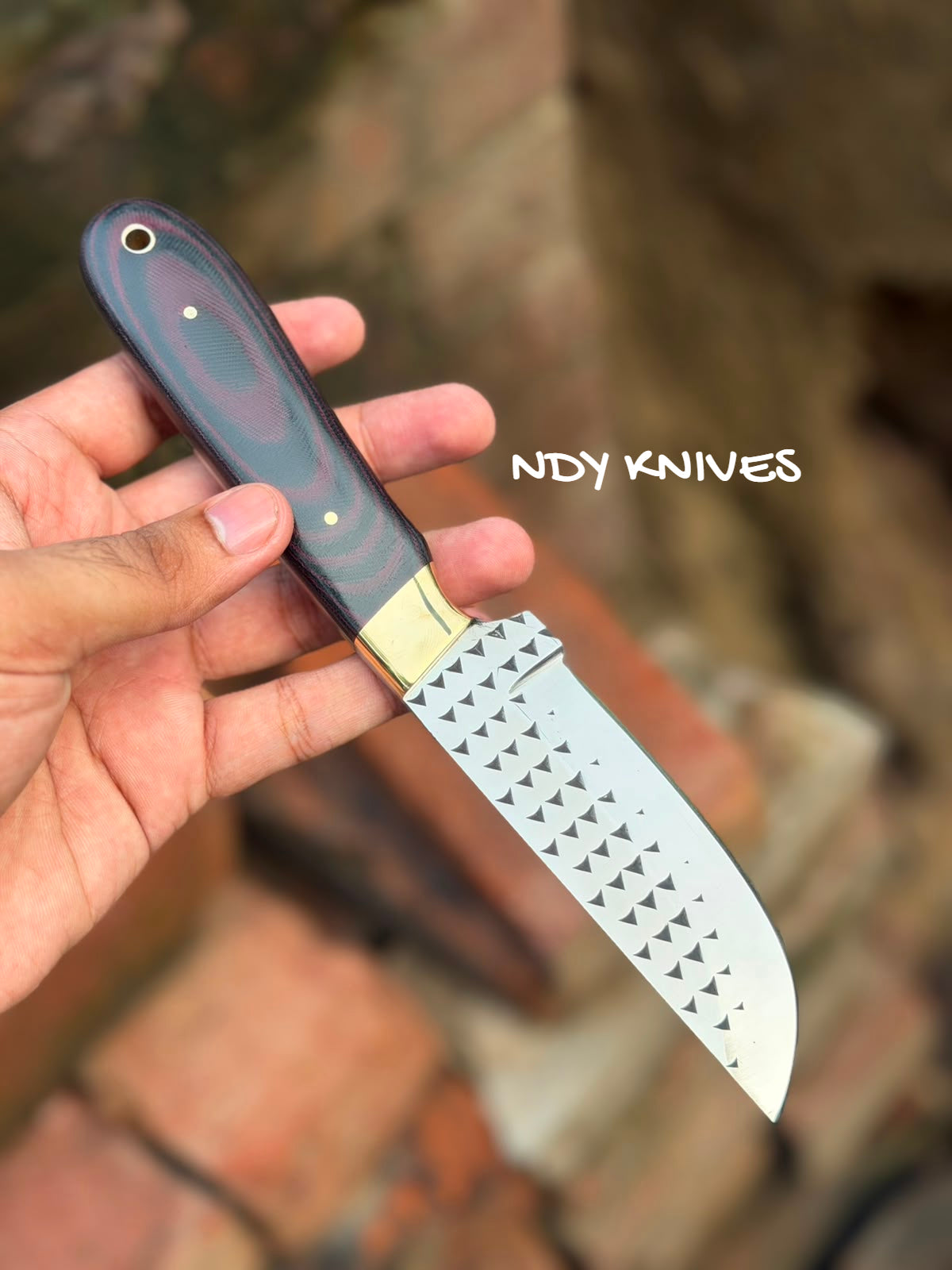 8" High-Carbon Rasp Steel Cowboy Knife with Black & Crimson G10 Micarta Handle