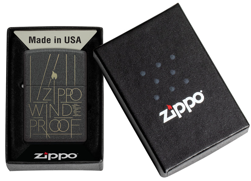 Zippo Line Art Zippo, Black Crackle Lighter #46172