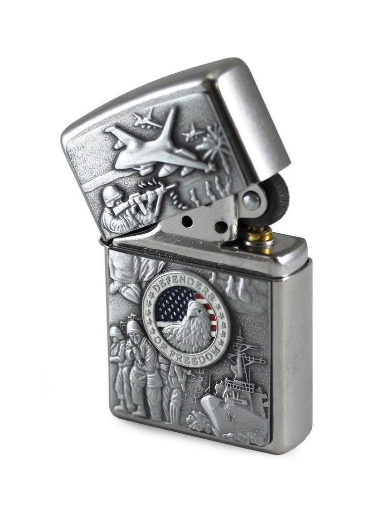 Zippo Joined Forces Military Emblem, Street Chrome Lighter #24457