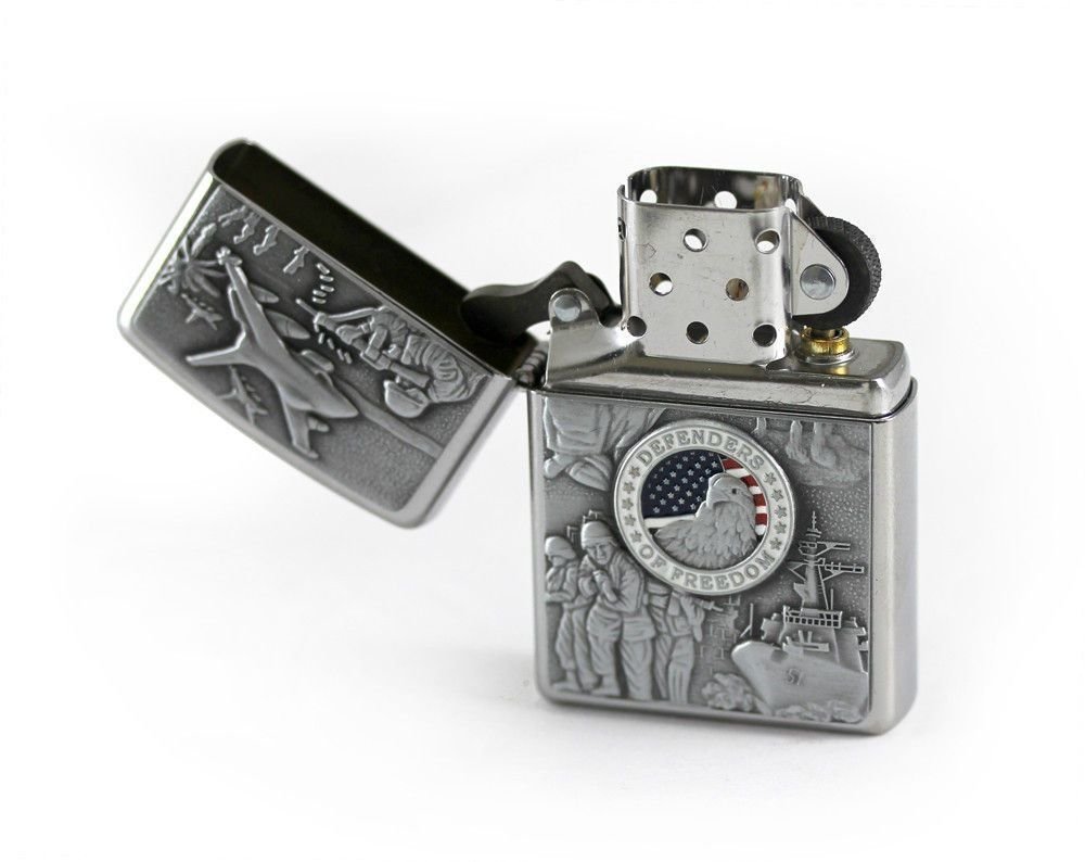 Zippo Joined Forces Military Emblem, Street Chrome Lighter #24457
