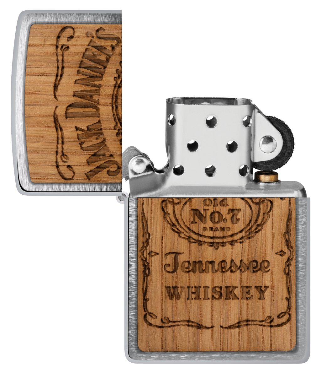 Zippo WOODCHUCK USA Jack Daniels Tennesse Whiskey, Brushed Chrome Lighter #48392