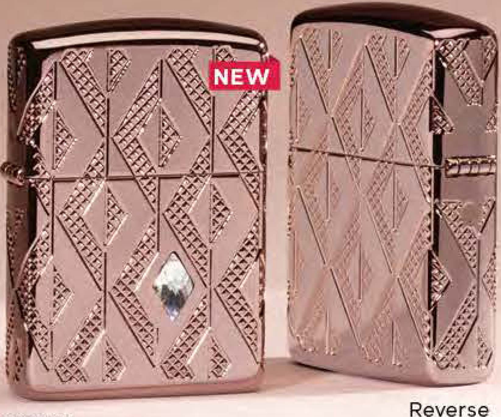 Zippo Armor 360° MultiCut Crystal Emblem, Rose Gold Lighter #49702