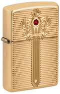 Zippo Armor Deep Carved Crystal Sword, High Polish Brass Lighter #46737